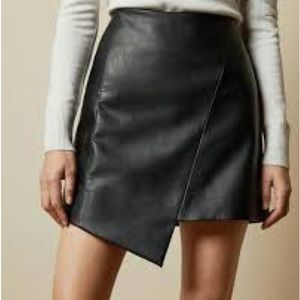 Ted Baker Asymmetrical Vegan Leather Mini Skirt